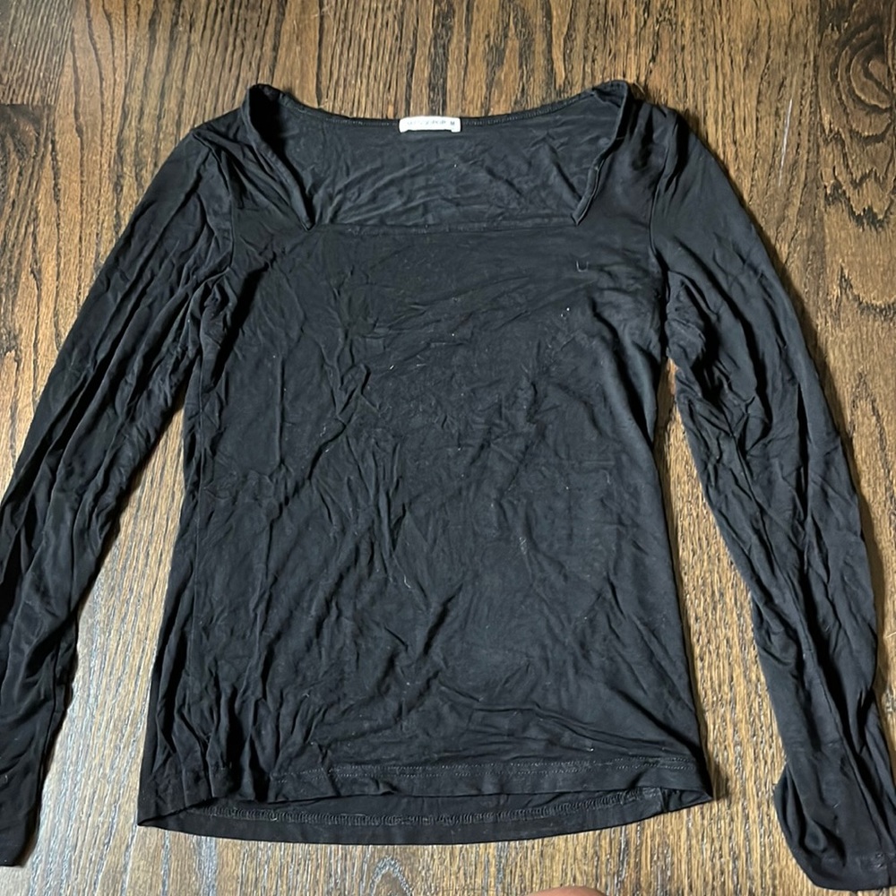 Black square neck top